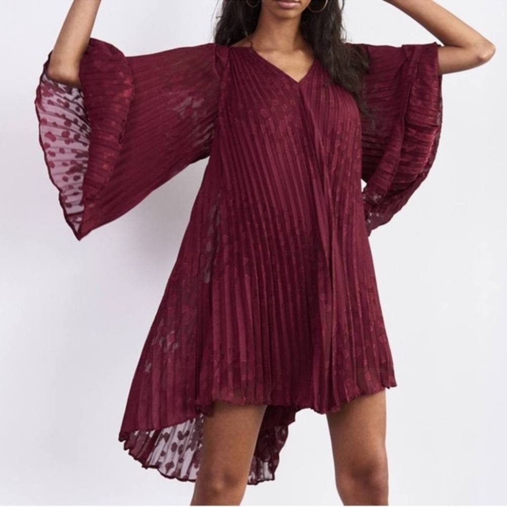 Anthropologie Toulon Pleated Mini Dress- Holidays Christmas Party Bohemian-Small